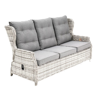 Buenos Aires 4 Piece Outdoor Recliner Sofa Set with Lift Ceramic Tabletop - Zen White/Grey