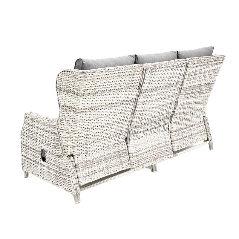 Buenos Aires 4 Piece Outdoor Recliner Sofa Set with Lift Ceramic Tabletop - Zen White/Grey