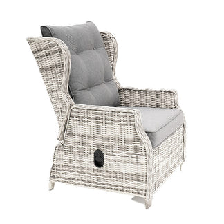 Buenos Aires 4 Piece Outdoor Recliner Sofa Set with Lift Ceramic Tabletop - Zen White/Grey