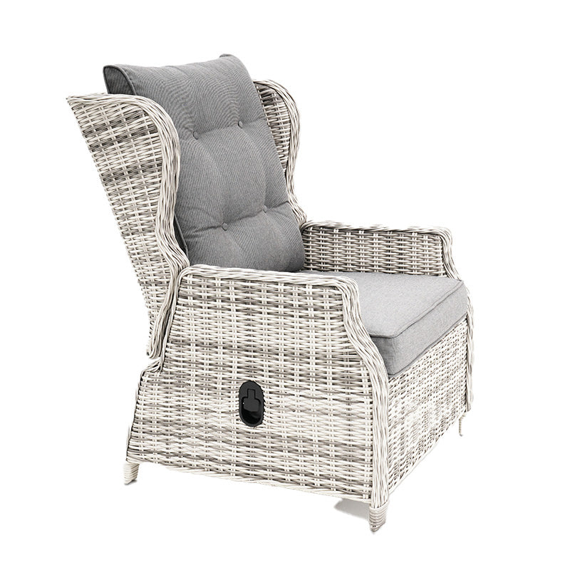 Buenos Aires 4 Piece Outdoor Recliner Sofa Set with Lift Ceramic Tabletop - Zen White/Grey