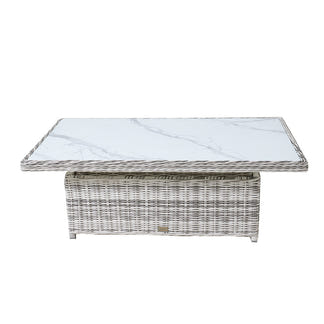 Buenos Aires 4 Piece Outdoor Recliner Sofa Set with Lift Ceramic Tabletop - Zen White/Grey
