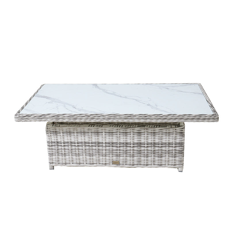 Buenos Aires 4 Piece Outdoor Recliner Sofa Set with Lift Ceramic Tabletop - Zen White/Grey
