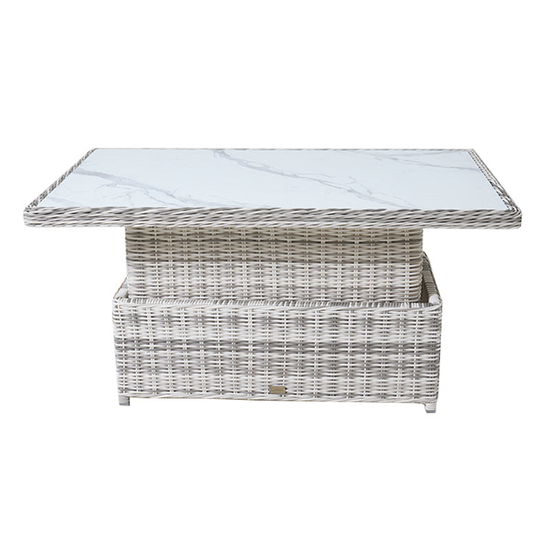 Buenos Aires 4 Piece Outdoor Recliner Sofa Set with Lift Ceramic Tabletop - Zen White/Grey