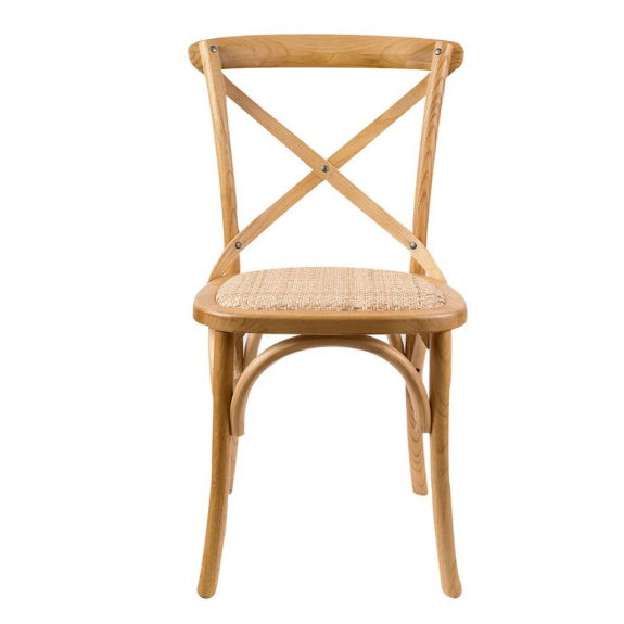 Café Cross Back Dining Chair - Oak/Rattan