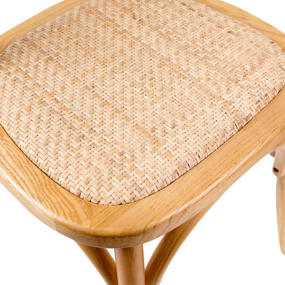 Café Cross Back Dining Chair - Oak/Rattan