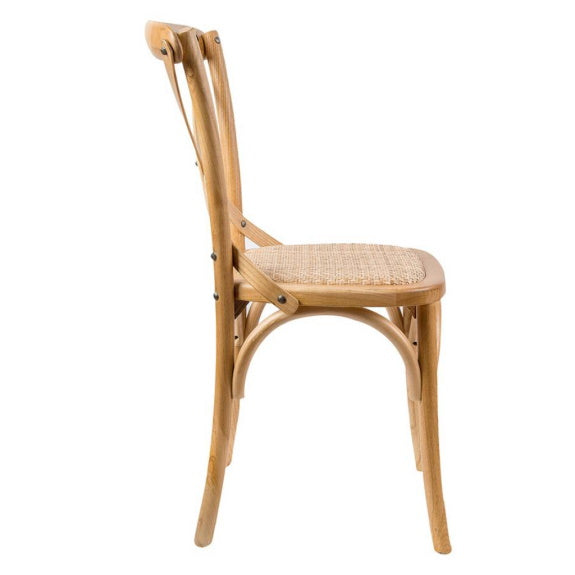 Café Cross Back Dining Chair - Oak/Rattan