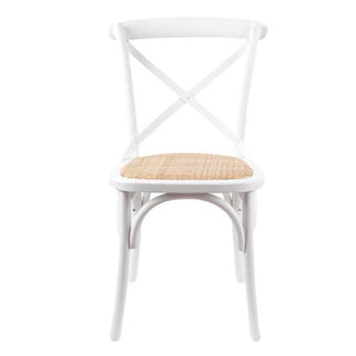 Café Cross Back Dining Chair - White/Rattan