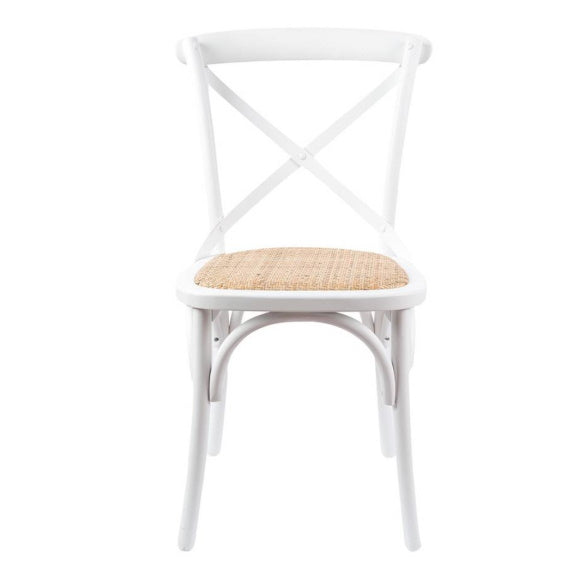 Café Cross Back Dining Chair - White/Rattan