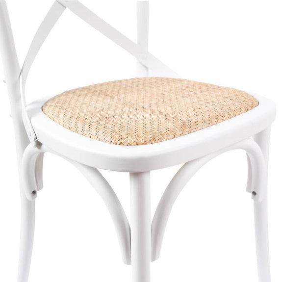 Café Cross Back Dining Chair - White/Rattan