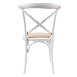 Café Cross Back Dining Chair - White/Rattan