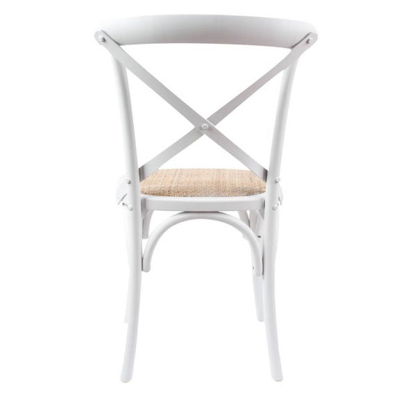 Café Cross Back Dining Chair - White/Rattan