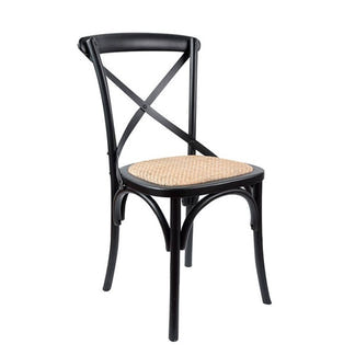 Café Cross Back Dining Chair - Black/Rattan