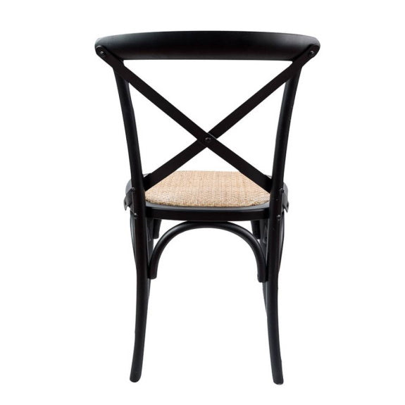 Café Cross Back Dining Chair - Black/Rattan