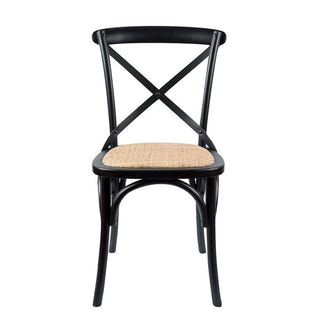 Café Cross Back Dining Chair - Black/Rattan