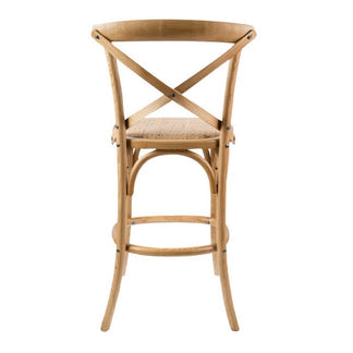 Café Cross Back Bar Stool - Oak/Rattan