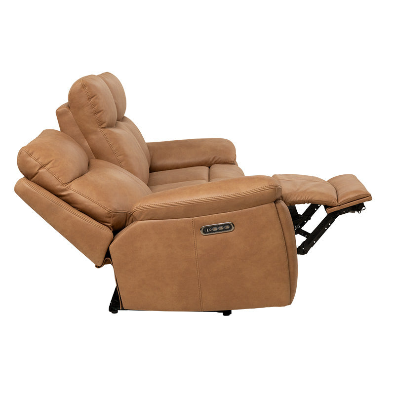 California 3 Seater Electric Fabric Recliner Sofa - Tan