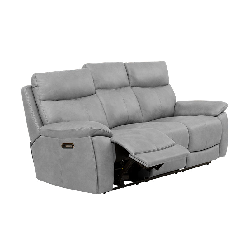 California 3 Seater Electric Fabric Recliner Sofa - Ghost