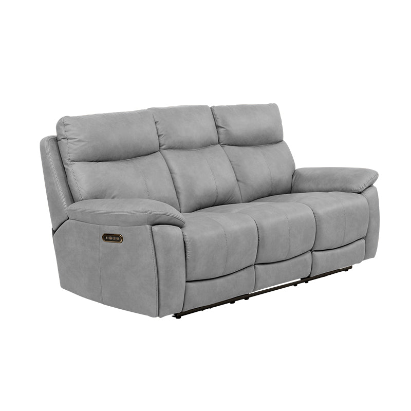 California 3 Seater Electric Fabric Recliner Sofa - Ghost