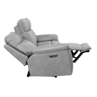 California 3 Seater Electric Fabric Recliner Sofa - Ghost