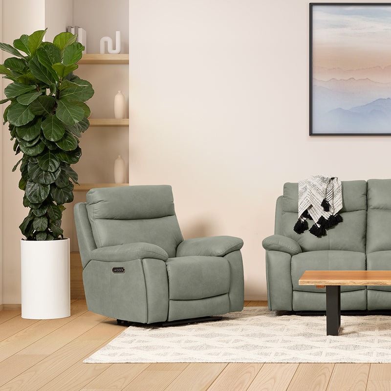 California Electric Recliner Fabric Armchair - Olive