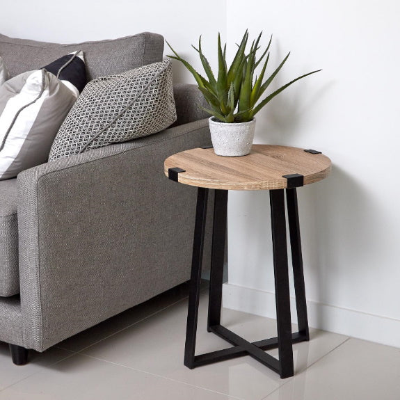 Capri Lamp Table - Light Oak/Black