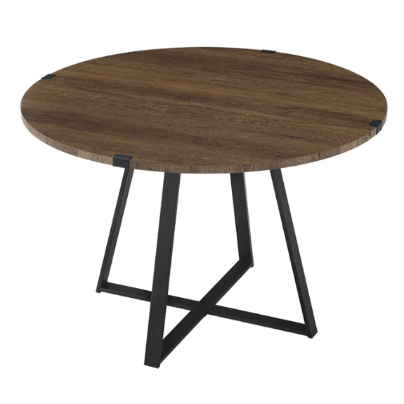 Capri 115cm Round Dining Table - Dark Oak/Black