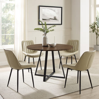 Capri 115cm Round Dining Table - Dark Oak/Black