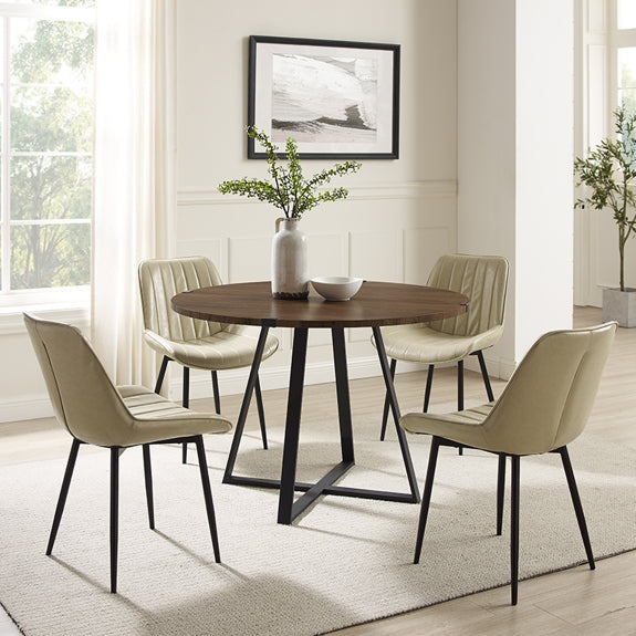 Capri 115cm Round Dining Table - Dark Oak/Black