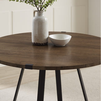 Capri 115cm Round Dining Table - Dark Oak/Black