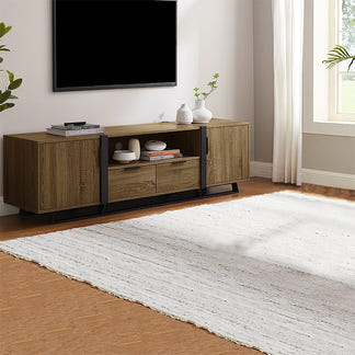 Capri 1800mm Entertainment Unit - Dark Oak/Black