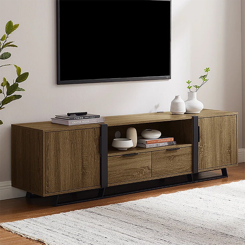 Capri 1800mm Entertainment Unit - Dark Oak/Black