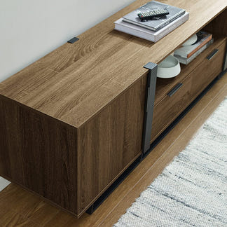 Capri 1800mm Entertainment Unit - Dark Oak/Black