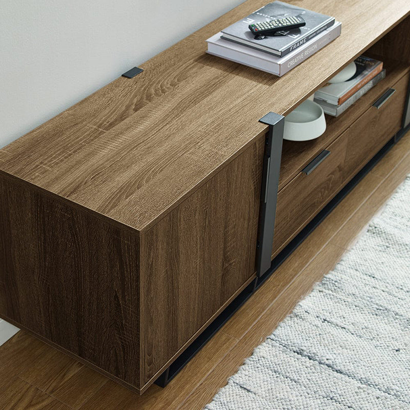 Capri 1800mm Entertainment Unit - Dark Oak/Black