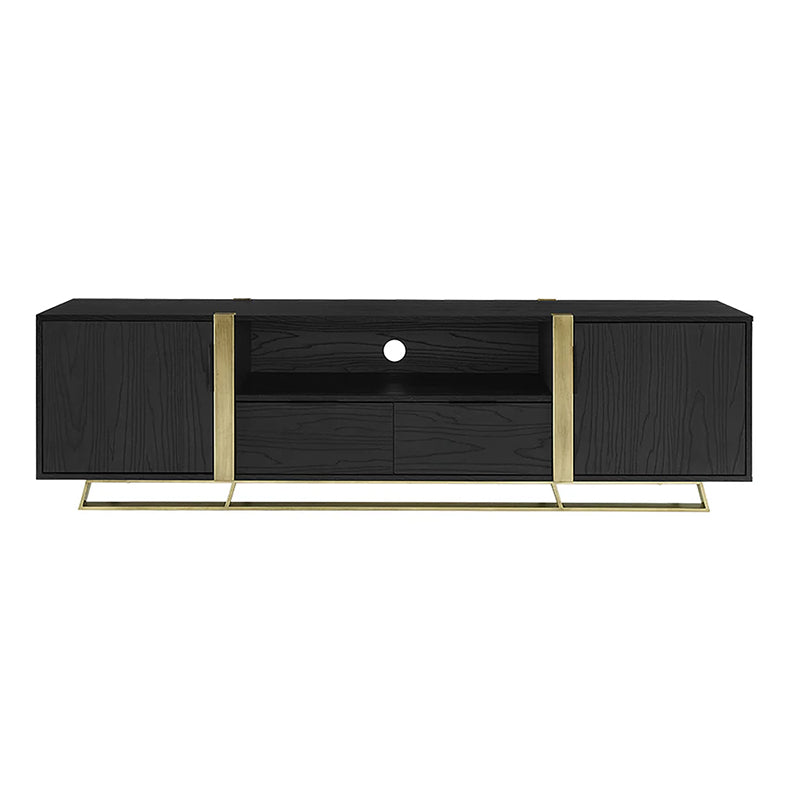 Capri 1800mm Entertainment Unit - Black Oak/Gold