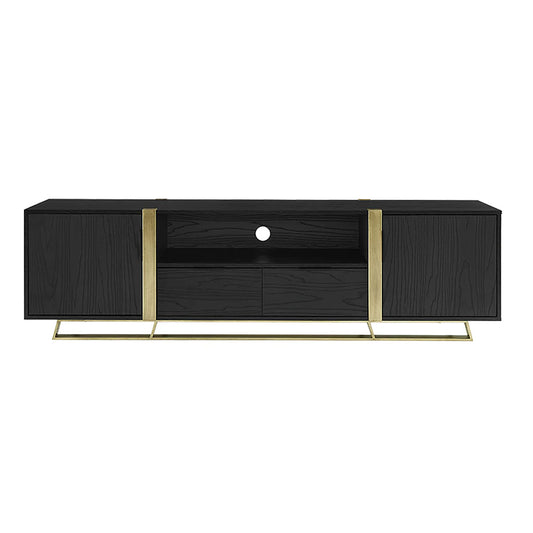 Capri 1800mm Entertainment Unit - Black Oak/Gold
