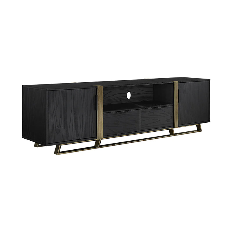 Capri 1800mm Entertainment Unit - Black Oak/Gold