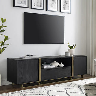 Capri 1800mm Entertainment Unit - Black Oak/Gold