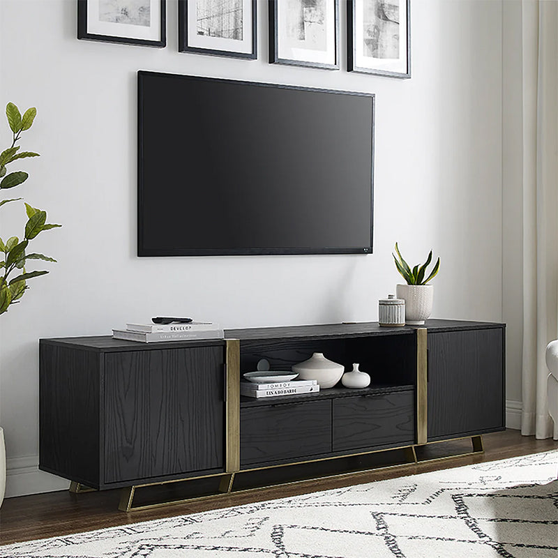 Capri 1800mm Entertainment Unit - Black Oak/Gold