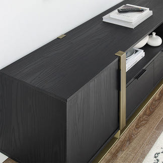 Capri 1800mm Entertainment Unit - Black Oak/Gold