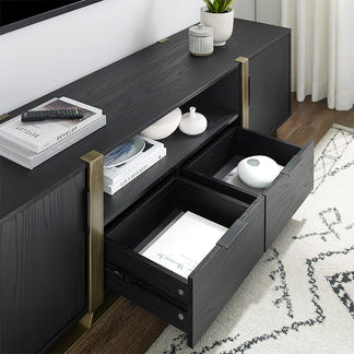 Capri 1800mm Entertainment Unit - Black Oak/Gold