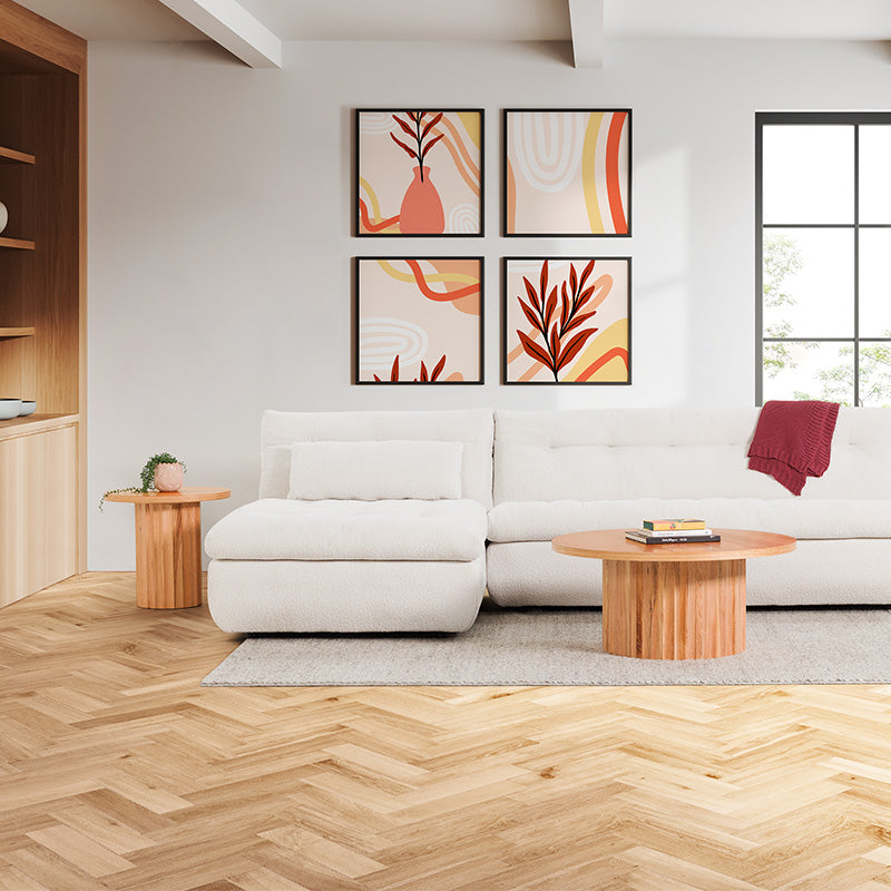 Caesar Round Timber Coffee Table - Messmate/Natural