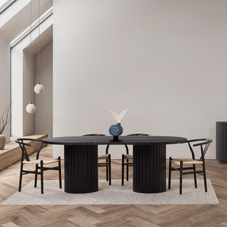 Caesar 240cm Dining Table - Messmate/Black