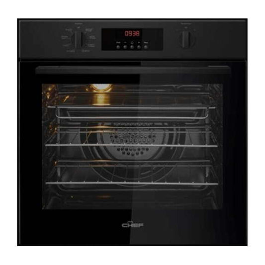 Chef 60cm Pyrolytic Built-In Oven with 7 Functions - Blackd