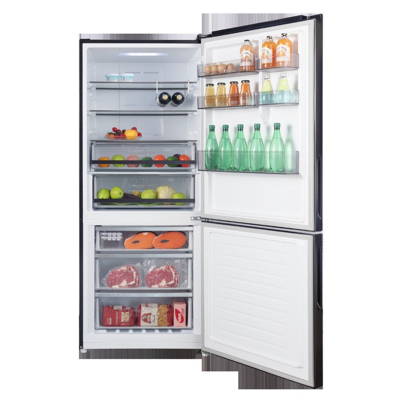 CHiQ 396L Bottom Mount Fridge Freezer - Black Steel