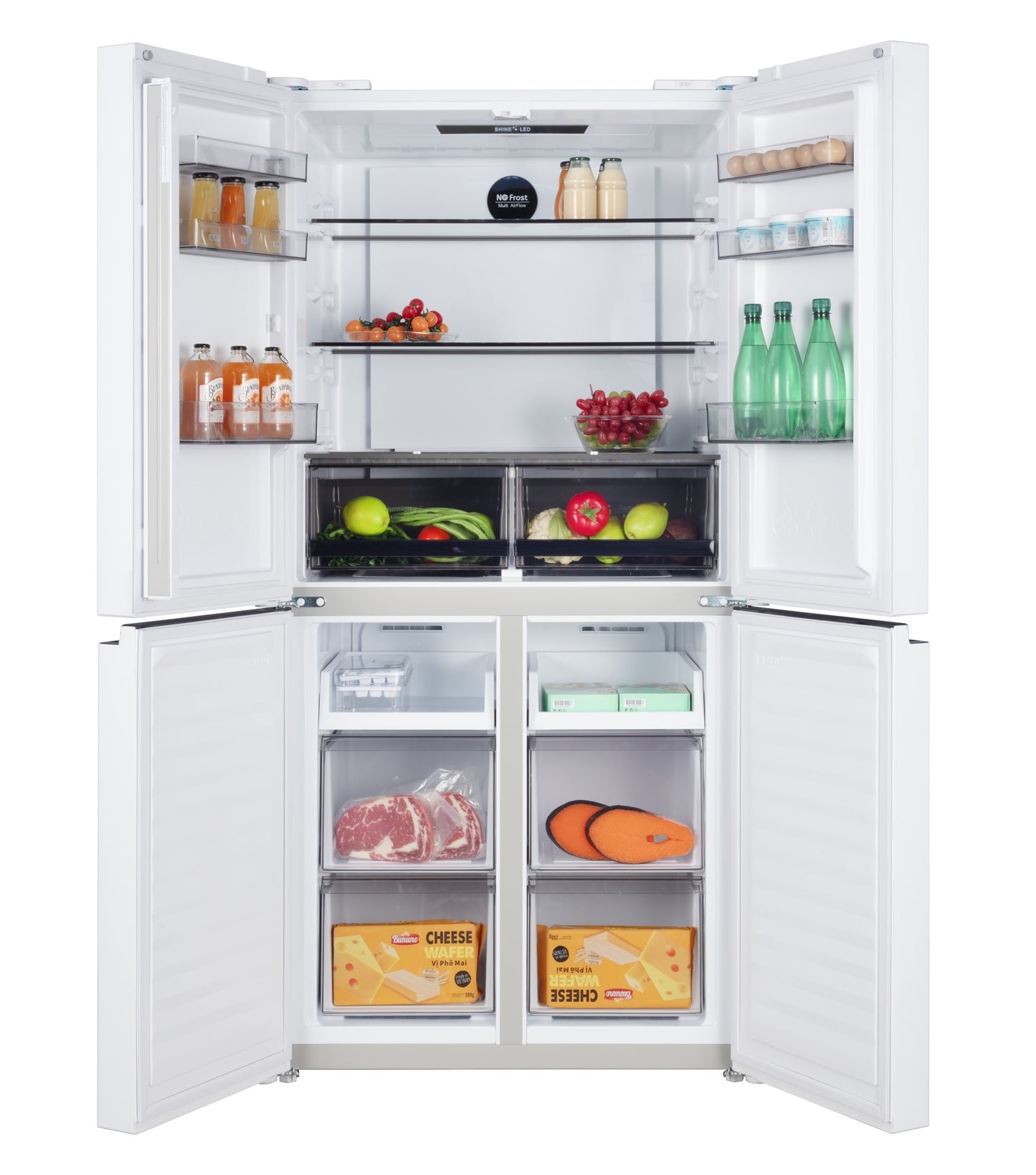 CHiQ 503L Quad Door Fridge Freezer - White