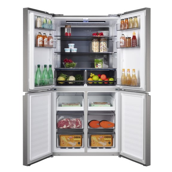 CHiQ 601L Quad Door Fridge Freezer - Silver