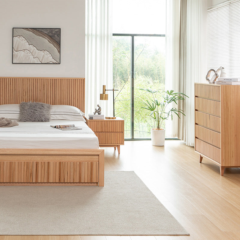Cleo 4 Piece Double Timber Bedroom Suite - Messmate/Natural