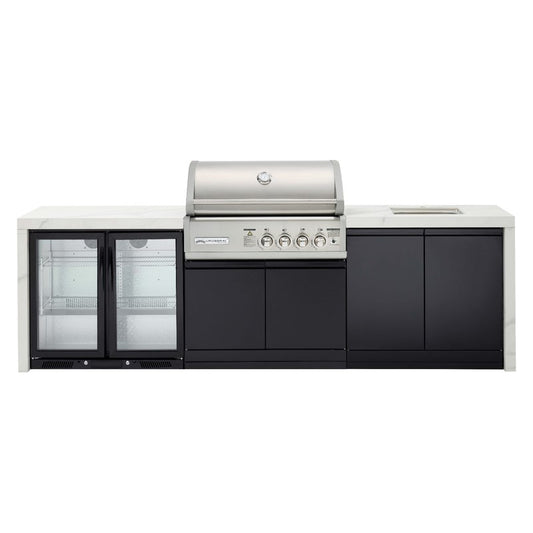 Crossray Premium 4B Outdoor Kitchens with 2 Door Fridge and Sink - White