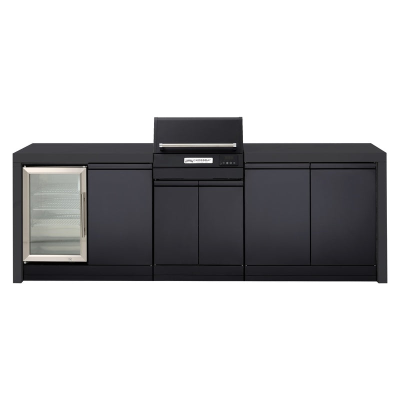 Crossray eXtreme Electric Outdoor Kitchen with 1 Door Fridge - Black