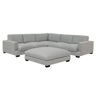 Daria 5 Seater Corner Fabric Lounge with Ottoman - Light Grey